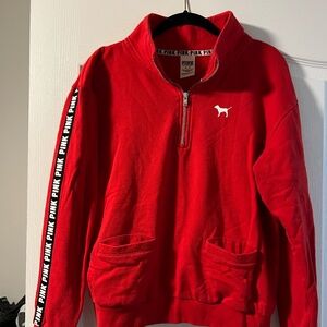 VS Pink Quarter Zip with pockets - red